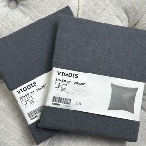 Ikea Vigdis 20" x 20" Gray Ramie Pillow Covers (2-pc) ✨NEW✨ 904.326.79